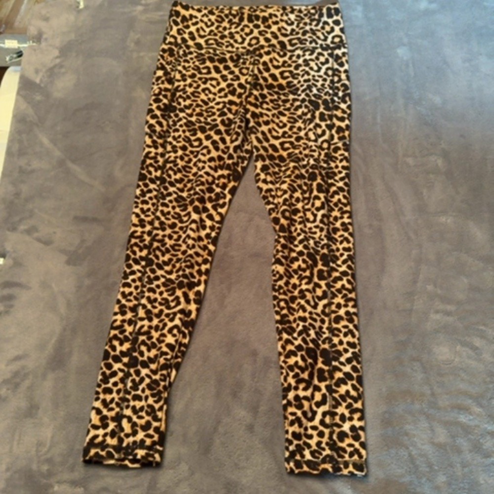 Unknown Leggings Women Large Leopard Print High Waist Athletic Gym Yoga Pants